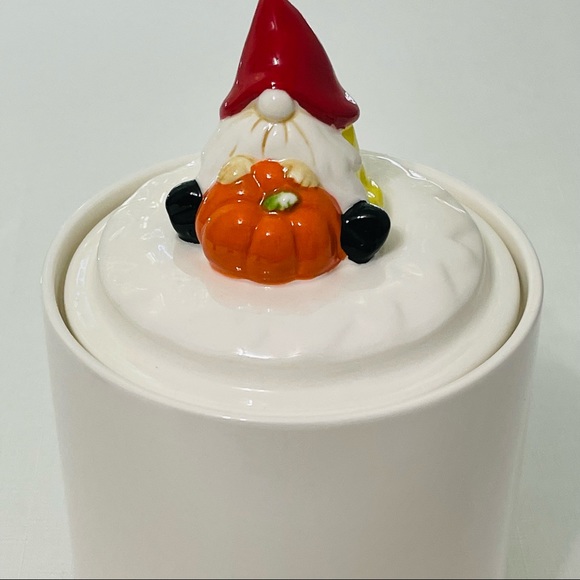 GNOME with pumpkin 2 tone earth cream tan ARLINGTON kitchen canister STORAGE NEW - Picture 8 of 8